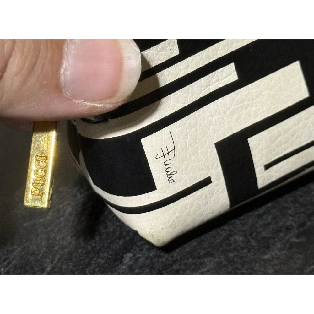 EMILIO PUCCI Eyewear Bag Case White Black Sunglasses Cosmetic Bag Purple Suede